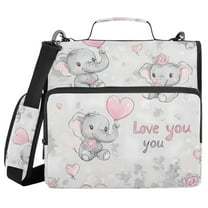 FORMRS Zipper Binder with Shoulder Strap 1.5-inch Ring 500 Sheet Capacity File Bag, Cartoon Elephant