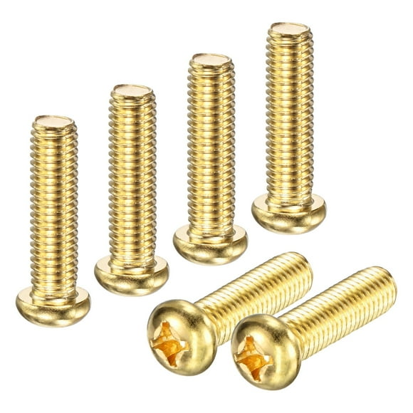 Uxcell 12-Pack Tornillos de Máquina de Cabeza Plana M8x30mm de Latón, Tornillos de Cabeza Cruzada Totalmente Rosca para Muebles de Latón