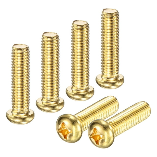 Uxcell 12-Pack Tornillos de Máquina de Cabeza Plana M8x30mm de Latón, Tornillos de Cabeza Cruzada Totalmente Rosca para Muebles de Latón