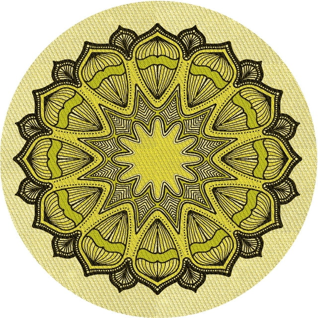 Ahgly Company Tapis d'Intérieur Lavables en Machine, Carré Transitionnel Jaune Néon, Carré de 3'