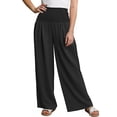 thumbnail image 5 of HKYNLAG Womens Wide Leg Palazzo Pants Summer Beach High Waisted Cropped Flowy Pants 2026 Dressy Casual Trousers with Pockets Black M, 5 of 5