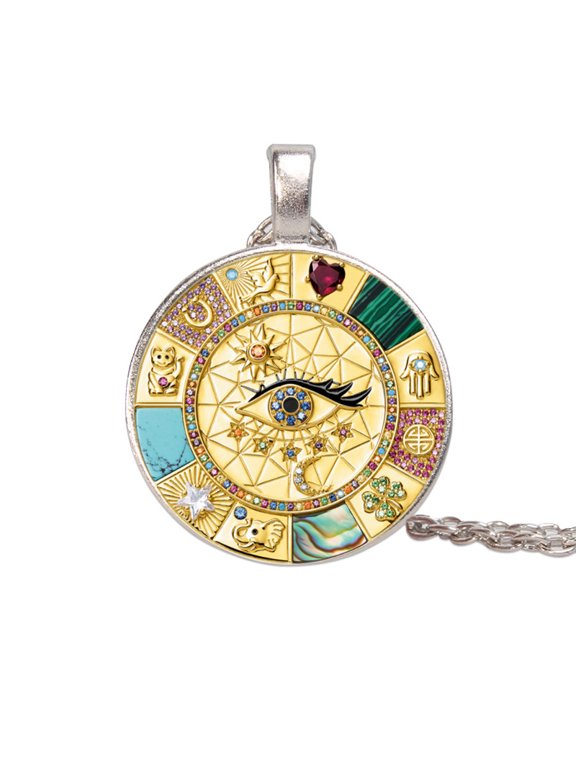 Bohemian Style Lucky Charm Pendant Time Gem Cabochon Necklace