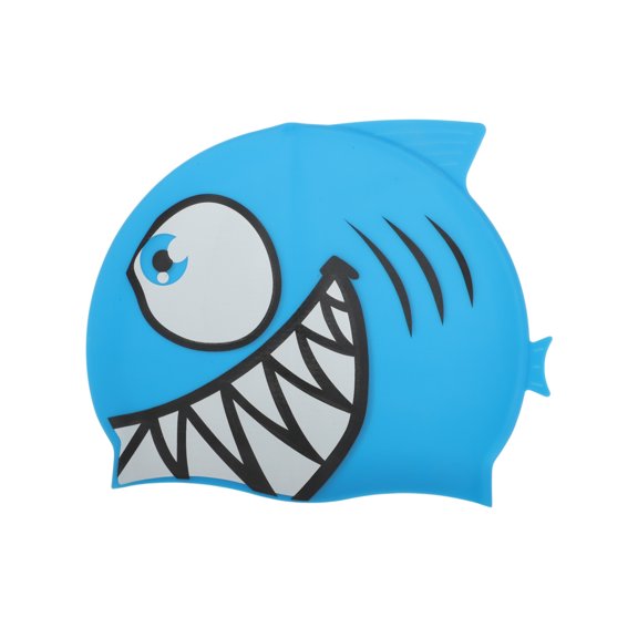 Unique Bargains 1 Pc Waterproof Cartoon Fish Pattern Swim Cap Light Blue