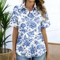 thumbnail image 5 of Minjewel Women's Short Sleeve Satin Blouse Silk Tops Button Down Shirts Business Casual Work Office Wear Dressy Chic Tops,Light Blue,S, 5 of 8