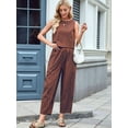 thumbnail image 2 of Osfvolr Womens Checker Set 2 Piece Beach Vacation Outfit Summer Tank Top Pants Suit Rust Red S, 2 of 8