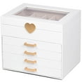 thumbnail image 1 of Caja de Joyas Kendal con 5 Capas y Tapa de Vidrio en Forma de Corazón, Cuero PU, 1 of 6