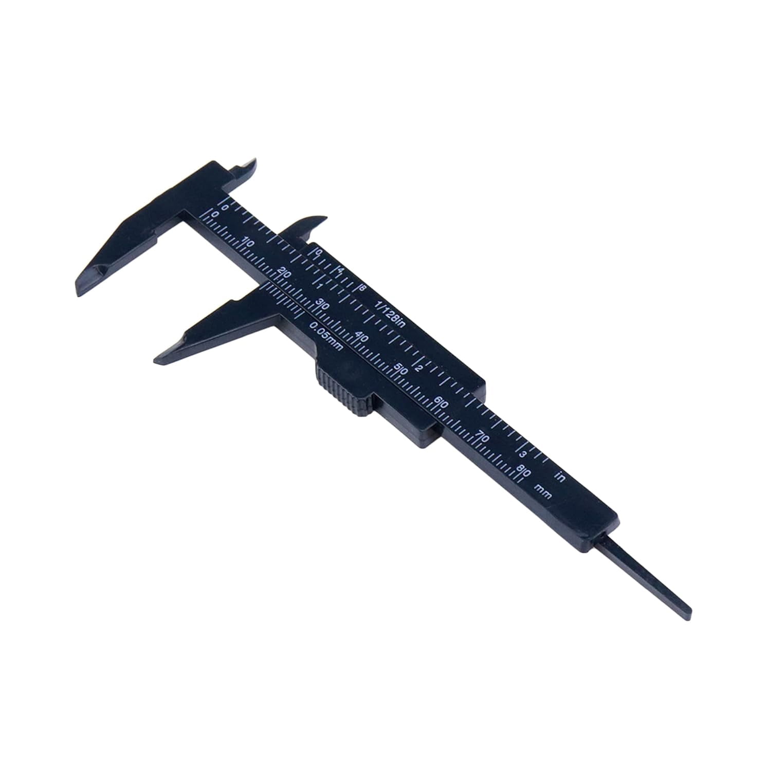 10pcs Plastic Vernier Caliper Mini Plastic Caliper Double Scale Measuring Tool for Student Jewelry Eyebrow Stencil 0-80mm/0-3.15 Inch Black