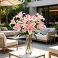 thumbnail image 6 of Kbndieu Lily Artificial Silk Flowers Fake Flowers Pink Florals Arrangements Faux Lily Flower Stems for Spring Summer Wedding Bride Bouquets Home Table Centerpiece Farmhouse Decorations, 6 of 6