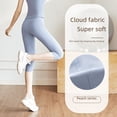 thumbnail image 2 of Pantalones de fitness recortados para mujer, pantalones cortos deportivos elásticos de cintura alta para levantar la cadera, pantalones ajustados de color melocotón para yoga, 2 of 5