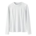 thumbnail image 4 of Dwaogom Women's Solid Color Long-sleeved Outer Wear Stand-up Collar Long-sleeved Tops Bottoming Shirts Pullover Tops Party Wear Glitter Tops Dressy White Tops Womens Oversized Shirt With Jeans, 4 of 4
