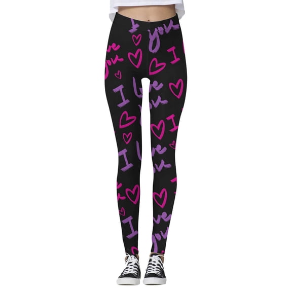 Women's Leggings 2026 Valentine's Day Casual Printed Workout Yoga Athletic Tights Pants