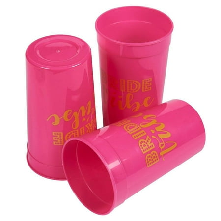 Plastic Party Cups 16 Pack Reusable Tumblers 16 Oz Pink Plastic