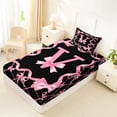 thumbnail image 4 of Manfei Bow Letter V Twin Sheet Sets for Girls, Pink Initial Ribbon Bedding, 3 Pieces, 4 of 5