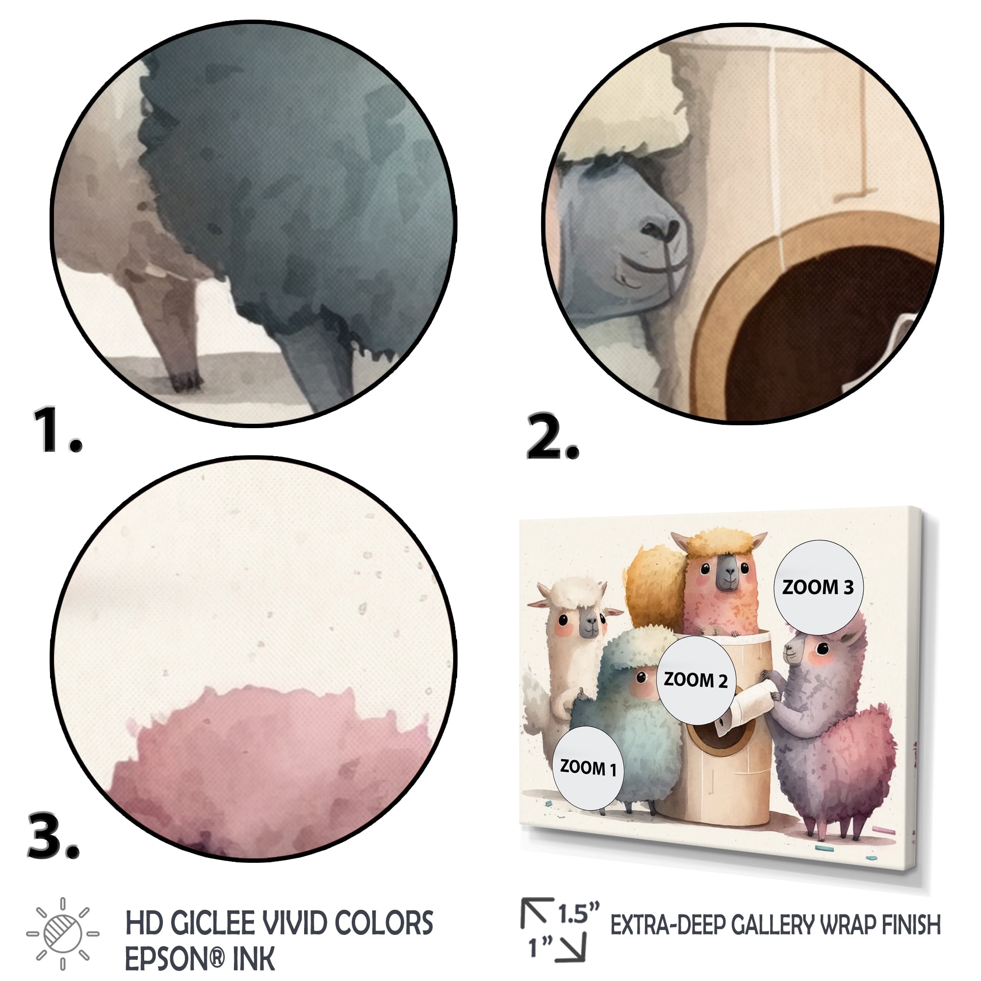 Designart Llama'S Building A Tower Of Toilet Paper Canvas Wall Art