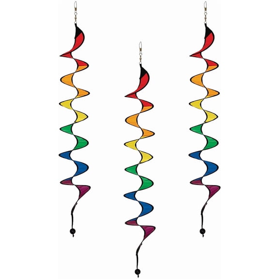 In the Breeze 4250 — 3 Curlie Spinner, 24 Inch, Rainbow (3-Pack) — Outdoor Wind Spinner, Accessory