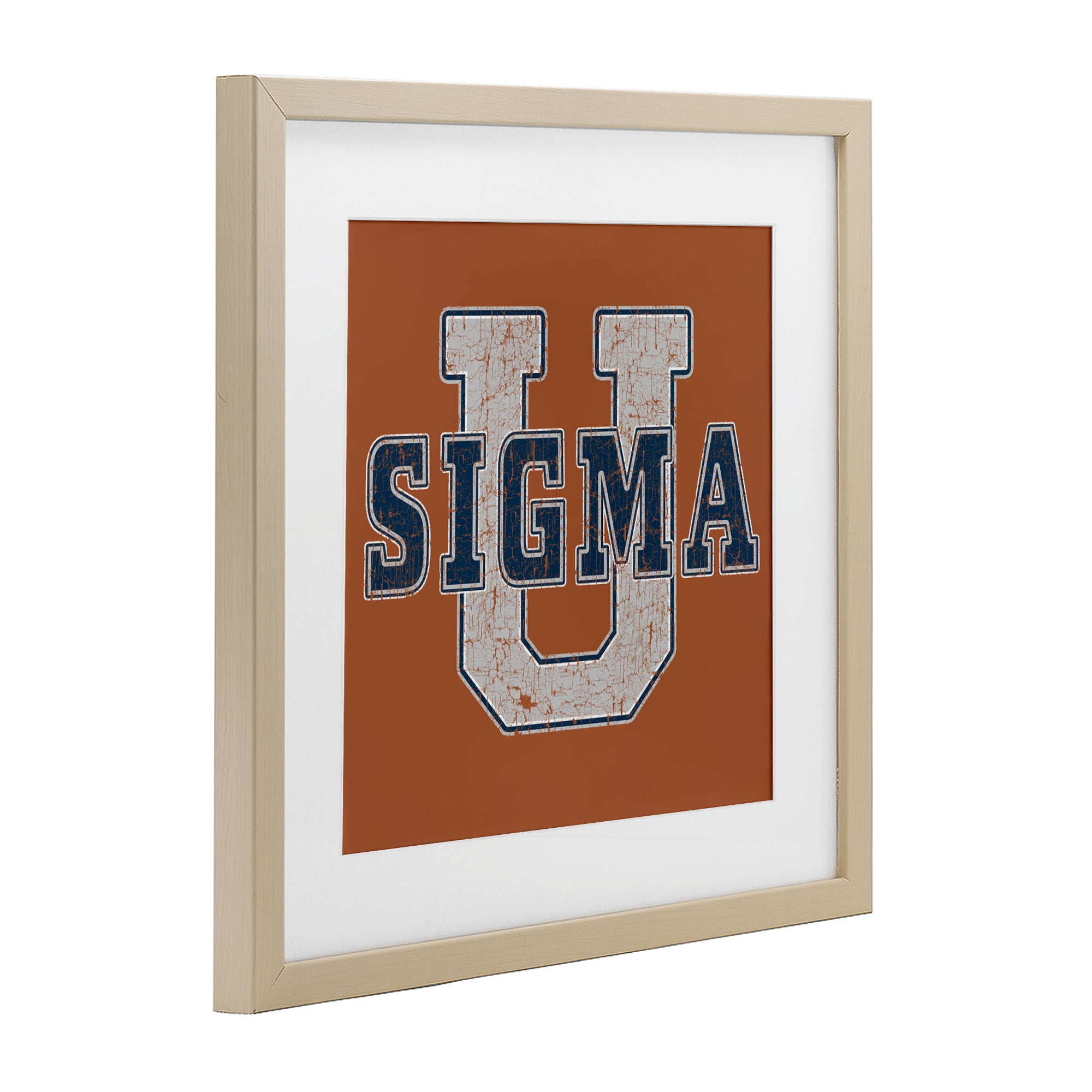 Stupell Industries Sigma University on Brown Birch Framed Print Under Glass, design by Grotto Studios