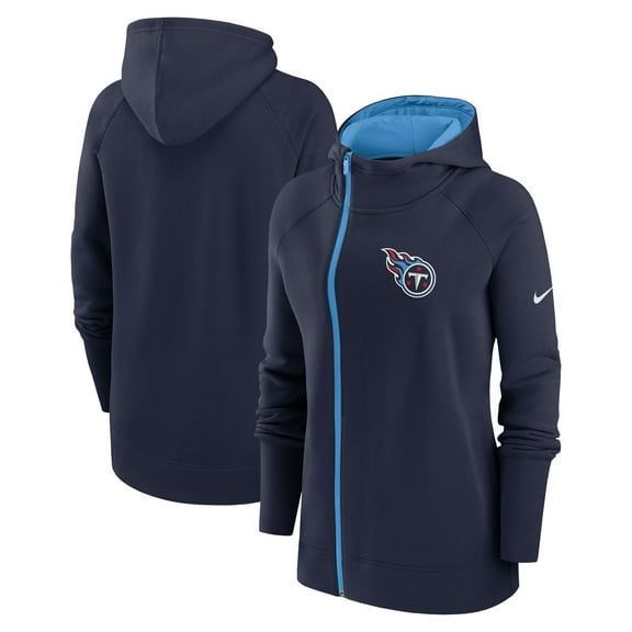 Women's Nike Navy Tennessee Titans Asymmetrical Raglan Full-Zip Hoodie