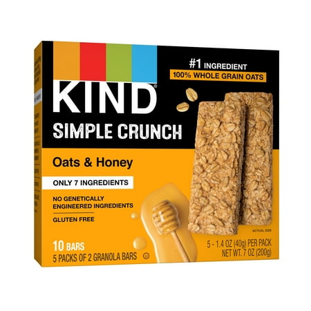 KIND Bars Oats & Honey Simple Crunch Gluten free 1.4 oz 5 Snack Bars