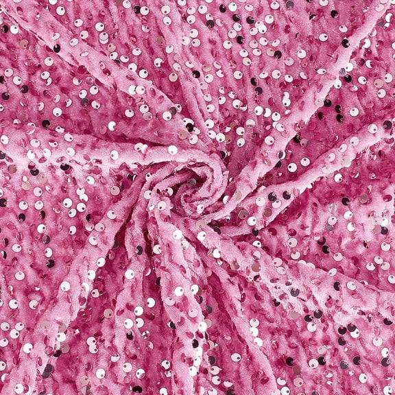 1 pc 3m/3.3 Yards Velvet Sequin Fabric Hot Pink Glitter Fabric 59~64.2 inch Wide Polyester Mesh Fabric Material Fabric Sequin Stretch Fabric Sequins Fabric Sewing for Craft Clothes Decoration