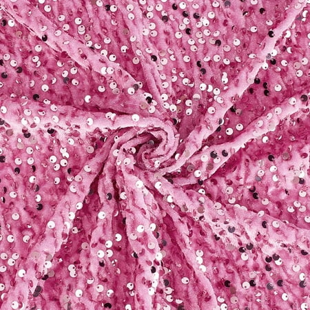Polyester Fabrics with PET Paillette Clothing Accesories Hot Pink 150~163x0.06cm 3m/pc