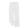 thumbnail image 6 of Lenpel Women's Fuzzy Fleece Pajama Pants Elastic High Waisted Drawstring Wide Leg Plush Lounge Pants Warm Cozy Pj Bottoms with Pockets(White,X-Large), 6 of 7