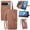 Brown, variant on ELEHOLD Luxury Folio Wallet Case for Google Pixel 10 Pro XL / 9 Pro XL, Embossed Flower Pattern 7 Card Slots Zipper Pocket Wrist Strap Kickstand Case Cover, Blue