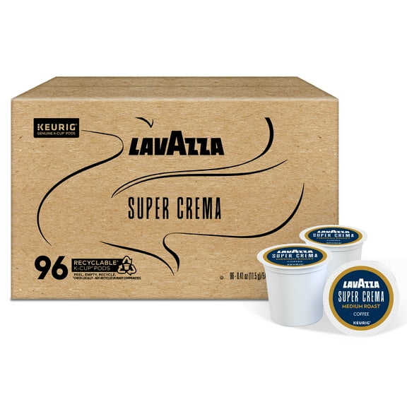Lavazza Super Crema Keurig K-Cup® Pods, Medium Roast, Arabica and Robusta Blend (96 Pods)