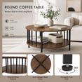 thumbnail image 5 of 2-Tier Round Coffee Table with Storage Shelf ,Modern Center Table Cocktail Tea Table for Living Room,Walnut, 5 of 8