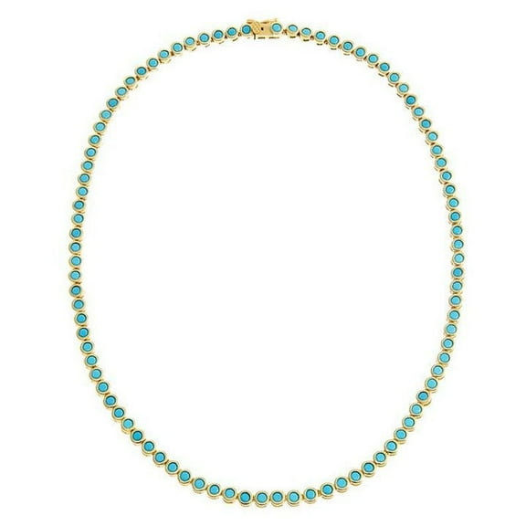 925 Silver lab Faceted Turquoise Bazel Tennis Necklace,14k Gold Plated Lab Turquoise Necklace,Initial Necklace,pregnancy gift,Valantine Gift