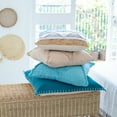 thumbnail image 4 of Ox Bay Wilma 24" x 24" Teal Blue Stitch Bordered Cotton Adult Decorative Throw Pillow Cover, 4 of 6