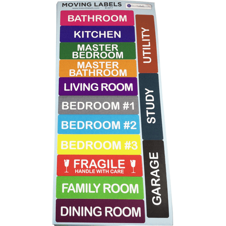 InStockLabels.com Packing Labels for Moving Supplies Color Coding Home Moving Stickers for Box Storage and Organizing each Room Packing List Tape Labels for Storage Organizer