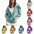 thumbnail image 2 of Towmus Women's Tie-Dye Zip-Up Hoodie Cute Drawstring Gradient Hoodies Long Sleeve, With Pocket XS-6XL, 2 of 6