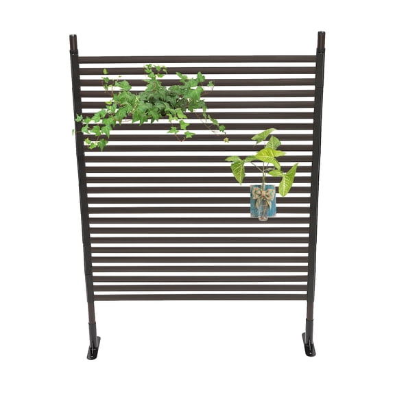 Outdoor Privacy Screens Freestanding, 43" W x 59" H Metal Slatted Privacy Panels