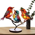 thumbnail image 2 of Stained Birds on Branch Desktop Ornaments, Multicolor Bird Metal Desk Ornament,Stain Iron Ornament,B, 2 of 7