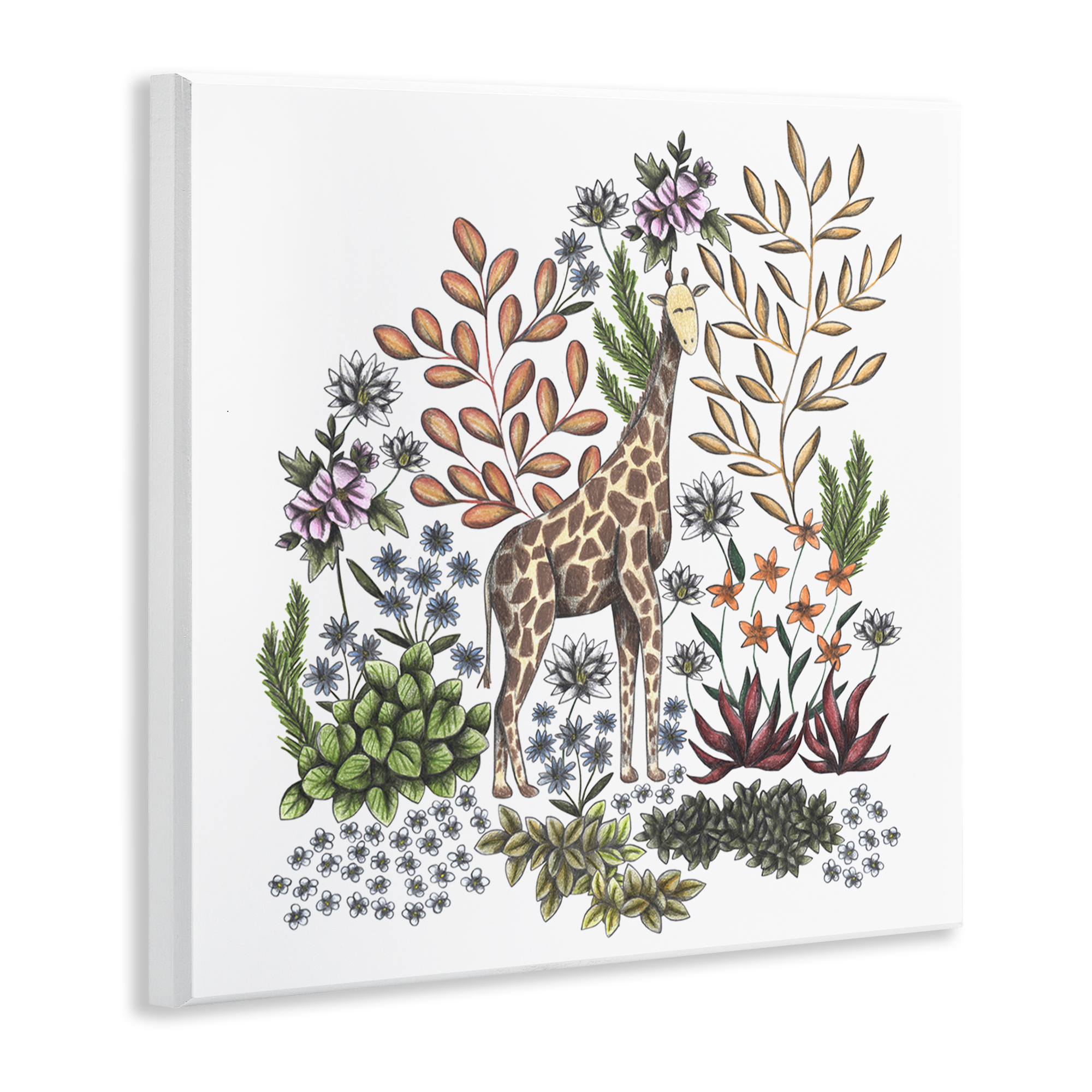 Jungle Wildlife Giraffe Wall Plaque Art, design by Cecilia Battaini