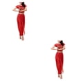 thumbnail image 2 of Sonducket Pantalones de danza del vientre indio, conjunto de disfraz de baile en la espalda, manga Sexy profesional para adultos, ropa de baile Type5 NO5, 2 of 6