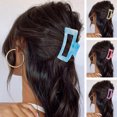 thumbnail image 2 of Women Hair Claw Hollow Geometric Rectangle Colorful Cloud Pattern Hair Clip Strong Grip Back Head Shark Clip, 2 of 8