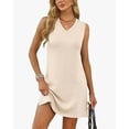 thumbnail image 4 of V-Neck Summer Casual Beach Dress for Women 2026 Vacation Women's Sleeveless Sundress with Split, 4 of 8