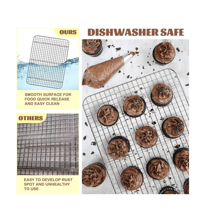 Topboutique Cooling Racks for Baking 40 x 30 x1.5cm - Baking Rack Twin Set. Stainless Steel Oven and Dishwasher Safe Wire Cooling Rack. Fits Half