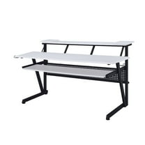 ACME Saida MDF Wood and Metal Rectangular Music Desk in White and Black