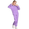 thumbnail image 3 of Arshiner Girls Velour 2 Pieces Tracksuits Outfits Athletic Hoodies Sweatshirts and Sweatpants Athletic Clothing Sets, 3 of 8