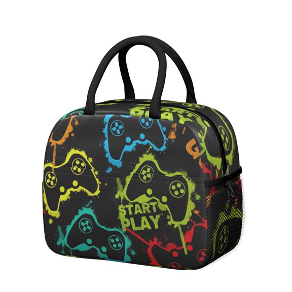 Reusable Gaming Lnsulated Lunch Bag for Women & Men-Leakproof Water-Resistant Cooler Tote,Large Capacity(10.6x8.7x6.3in)for Work,Office,Travel,Picnic,Beach.