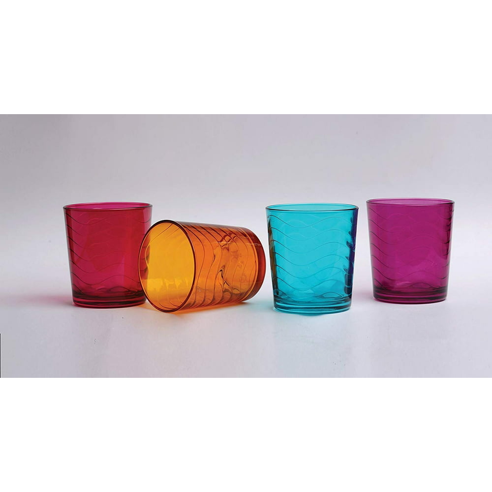 Circle Glass 13 Ounce High Tide Dof Colored Drinking Glasses Set Of 4