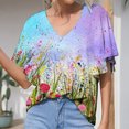 thumbnail image 2 of Camiseta de manga corta suelta con cuello en V y estampado informal a la moda de verano para mujer Pompotops hkajfhjk471240, 2 of 5