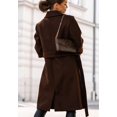 thumbnail image 3 of LinYooLi Women's Notch Lapel Wrap Coat Winter Casual Wool Blend Overcoat Mid-Length Coat with Blet, 3 of 5