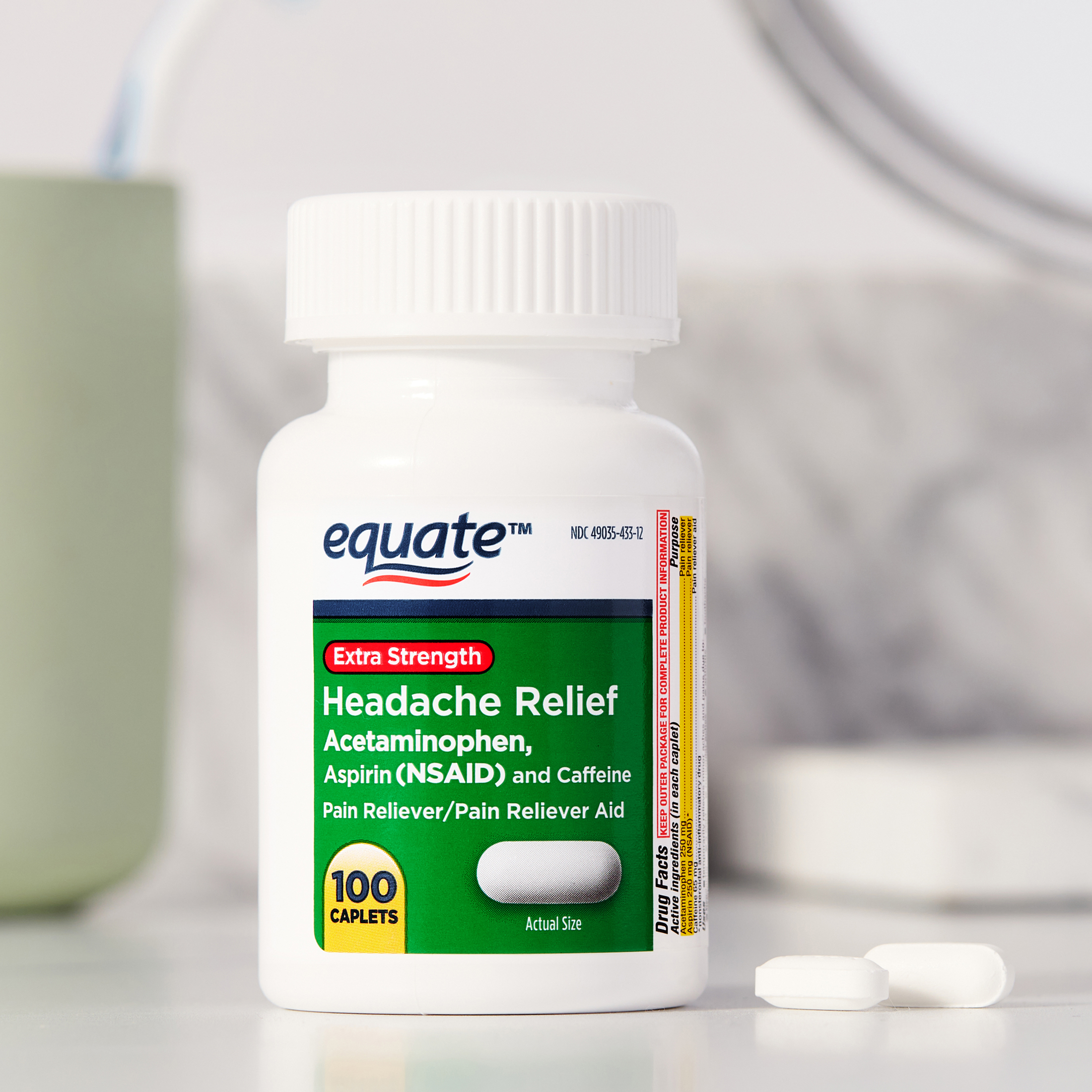 Equate Extra Strength Headache Relief Caplets, 250 mg, 100 Count, Twin Pack - image 2 of 6