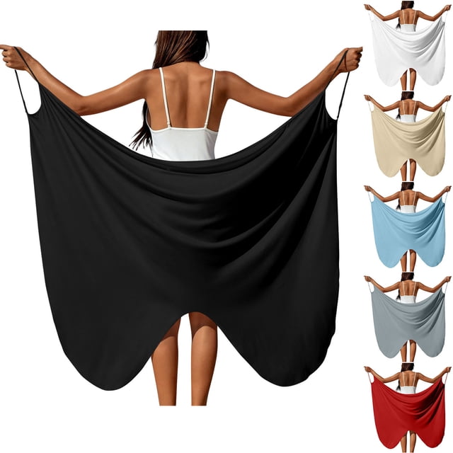 NSLGXD Cache-Maillot Papillon pour Femmes Bretelles Spaghetti Grande Taille Robes de Plage Été Léger Couleur Unie Paréo Cache-Maillots Rouge Cache-Maillots, Taille P-5TG
