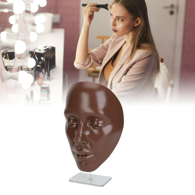 5D Silicone Makeup Practice Face, Skin Texture Mannequin Board with Detachable Eyes for Full Face Cosmetics Training