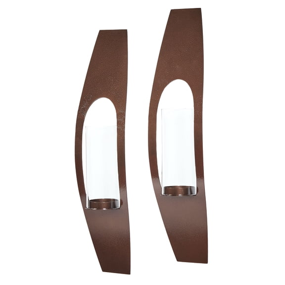 Candela Handcrafted Contemporary Steel Wall Sconce Candleholder Antique Copper Pair
