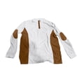 thumbnail image 4 of Ceisia Men's Loose Fit Long Sleeve Henley Shirts with Color Block Patchwork, Stretch Cotton Blend Stand Collar Casual Tops Gifts, 4 of 6